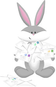 Bunny holding envelopes illustration