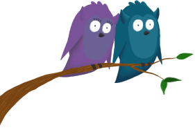 Owls on a branch illustration